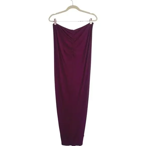 Skims Soft Lounge Ruched Long Skirt in Red Wine - Picture 8 of 10